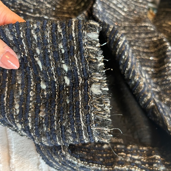 Daniela Corte Tweed Blazer Jacket Navy Grey Silver Size 38 XS - Picture 3 of 7